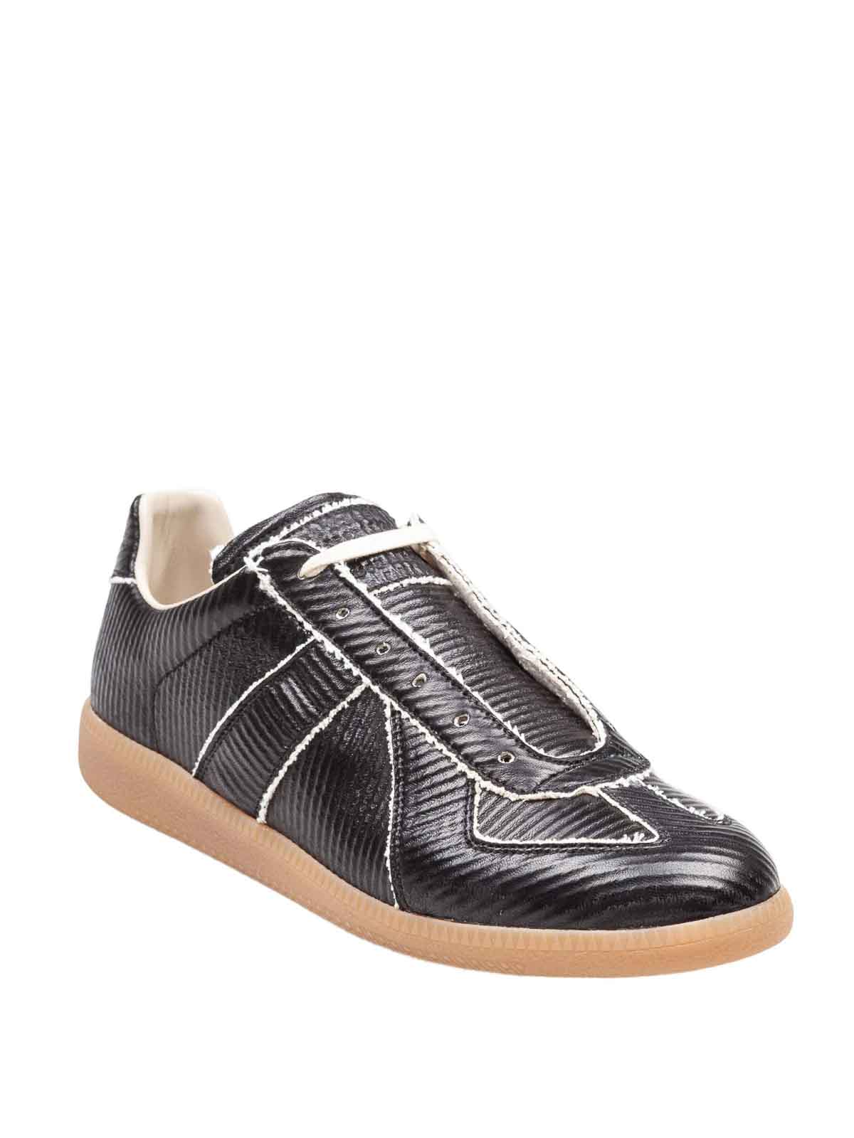 Maison Margiela Replica Sneakers Made Of Shiny Coated Leather In Black