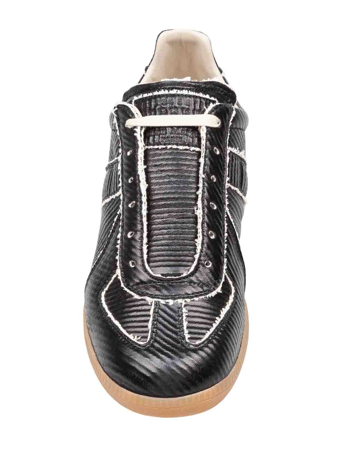 Maison Margiela Replica Sneakers Made Of Shiny Coated Leather In Black
