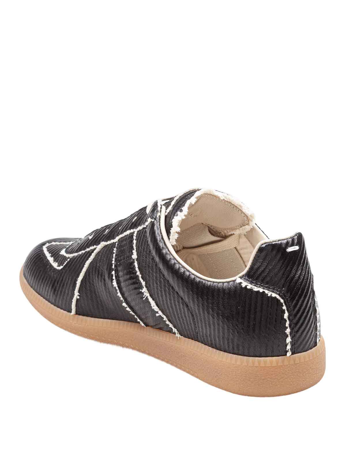Maison Margiela Replica Sneakers Made Of Shiny Coated Leather In Black