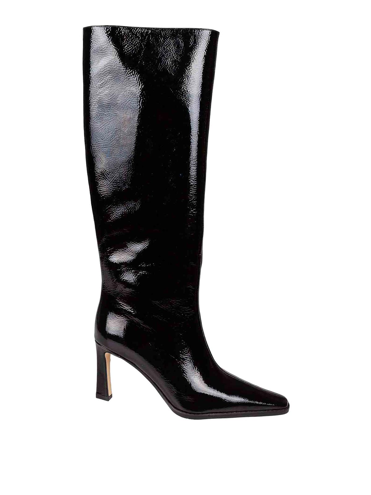Michael Kors Darrah Heeled Boot In Black Paint Leather In Black