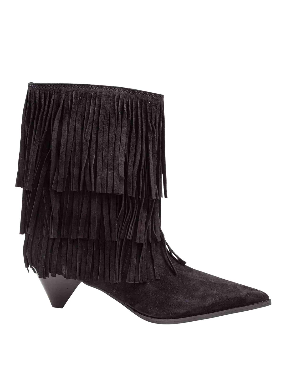 Michael Kors Jayla Boot In Suede With Applied Fringes In Black