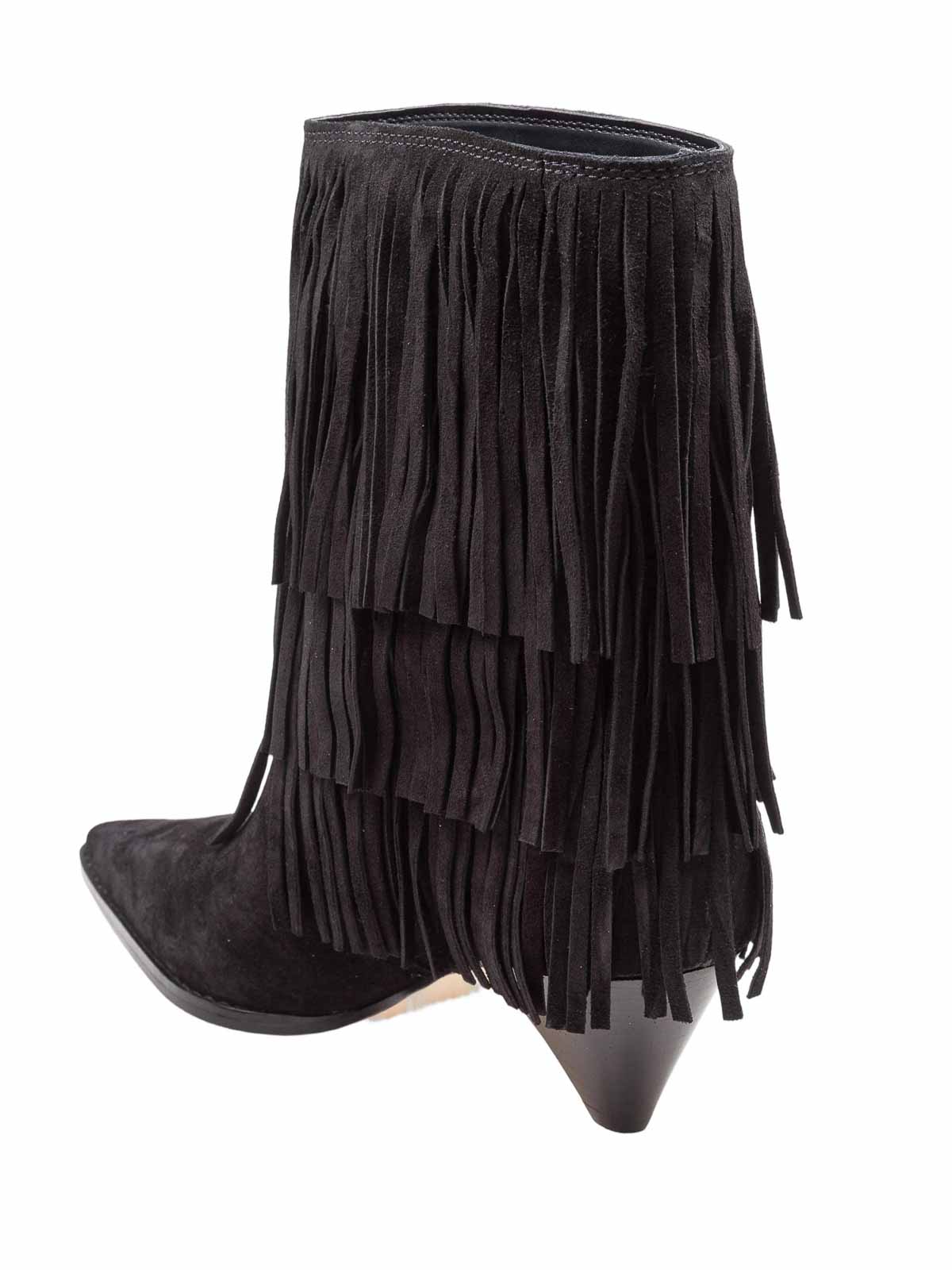 Michael Kors Jayla Boot In Suede With Applied Fringes In Black