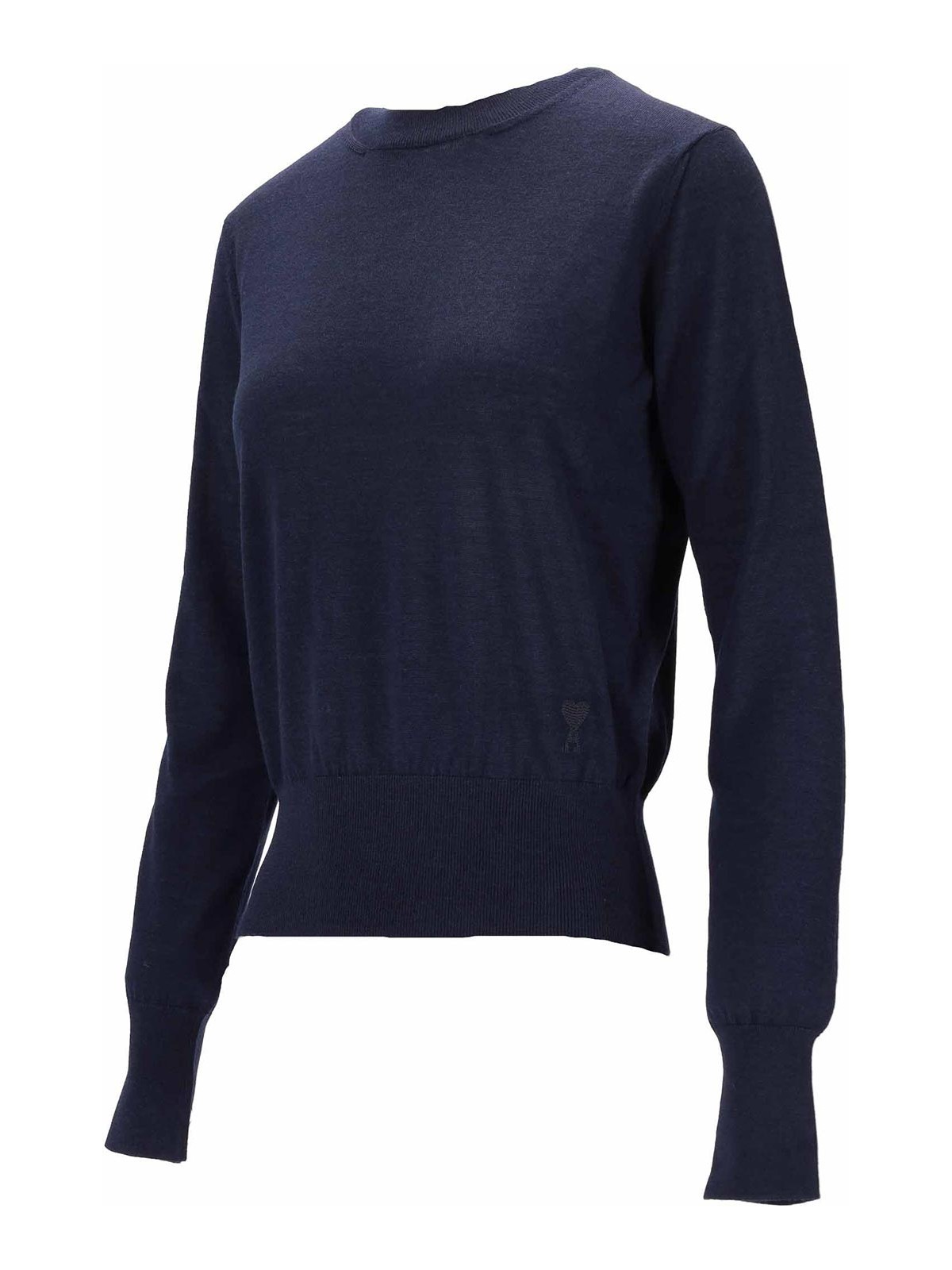 Ami Alexandre Mattiussi Pull Col Rond Ami Paris De Coeur Ton Sur Ton In Blue