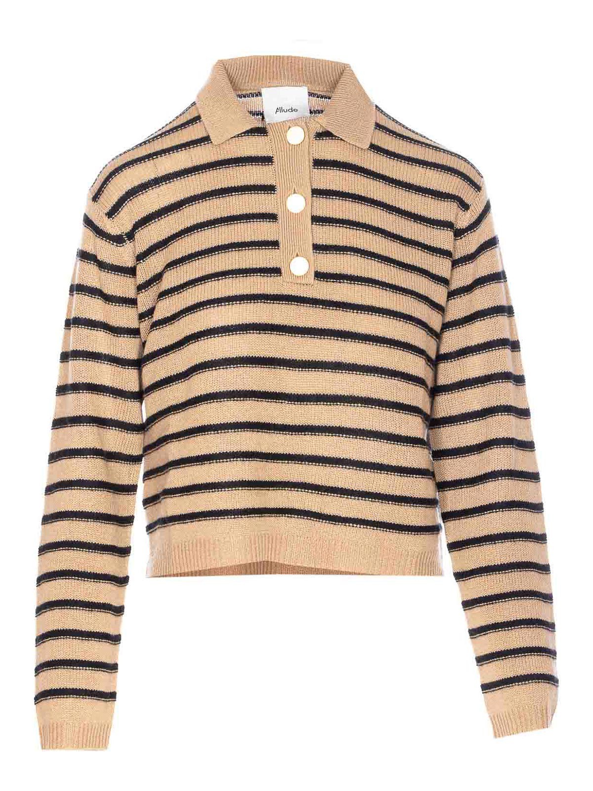 Allude Striped Sweater In Neutral