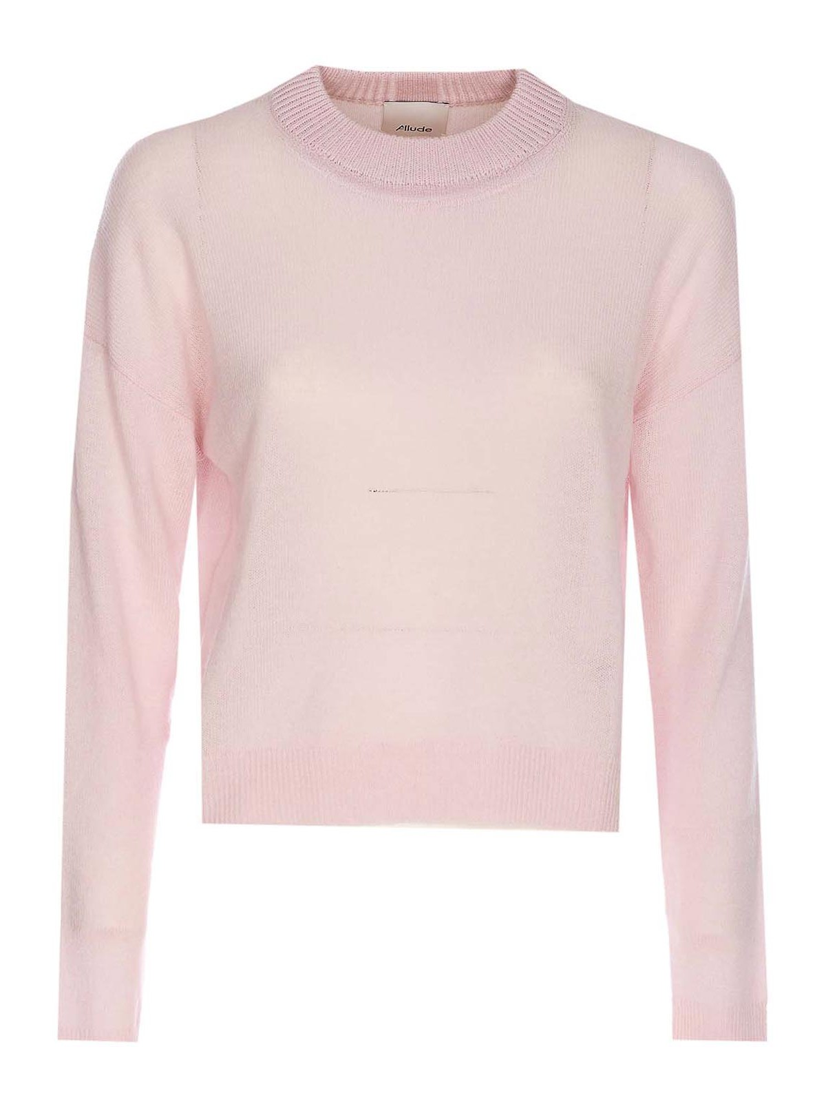 Allude Round-neck Long-sleeve Sweater In Pink