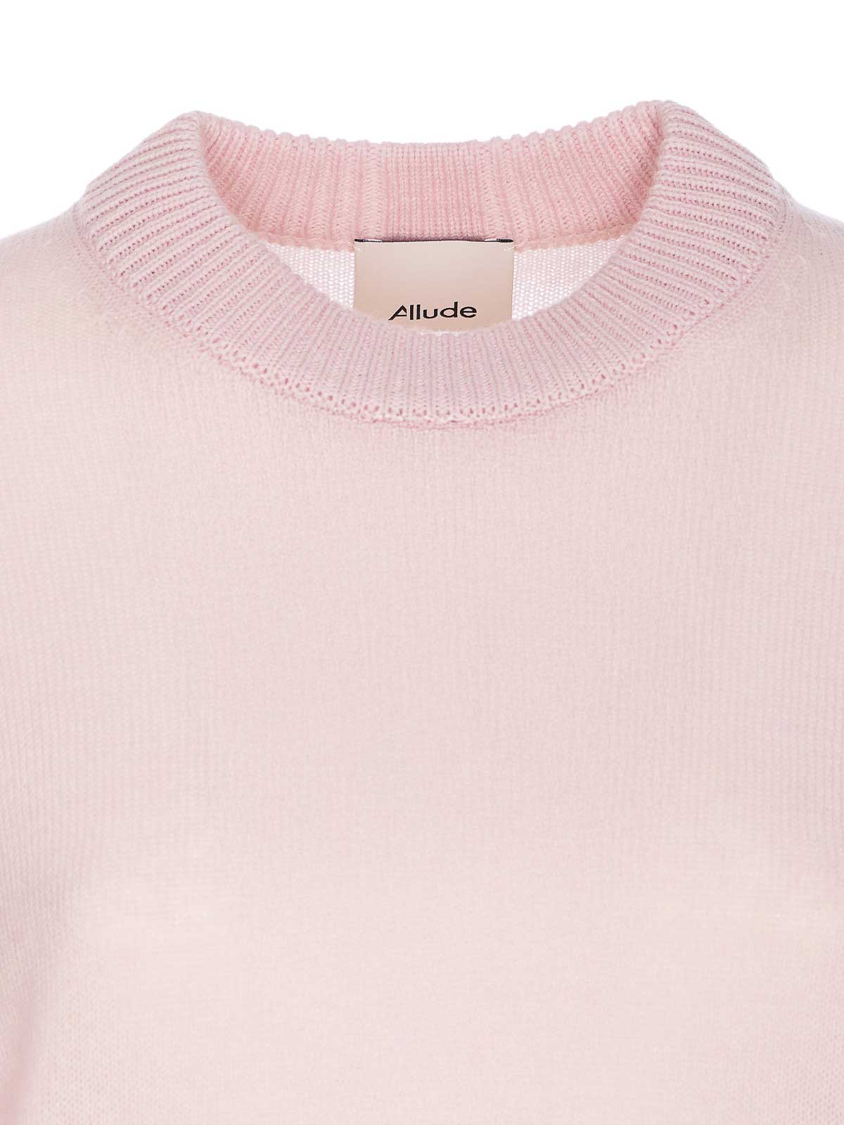 Allude Round-neck Long-sleeve Sweater In Pink
