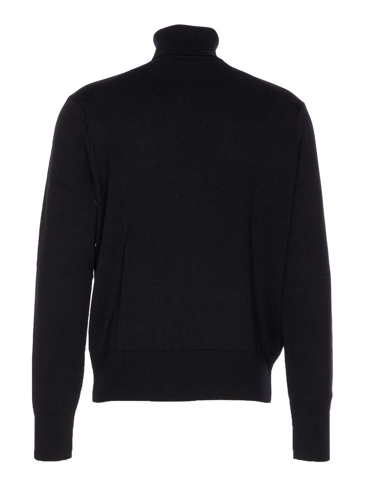 Ami Alexandre Mattiussi Merino Wool Black Turtleneck Sweater With Heart Logo In Black