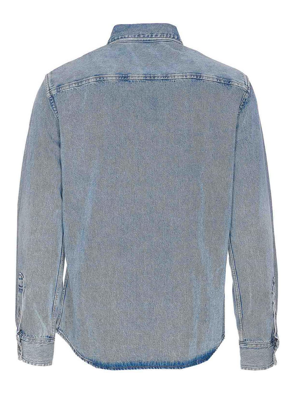 Ami Alexandre Mattiussi Denim Adc Denim Shirt Frontal Buttons Closure In Blue