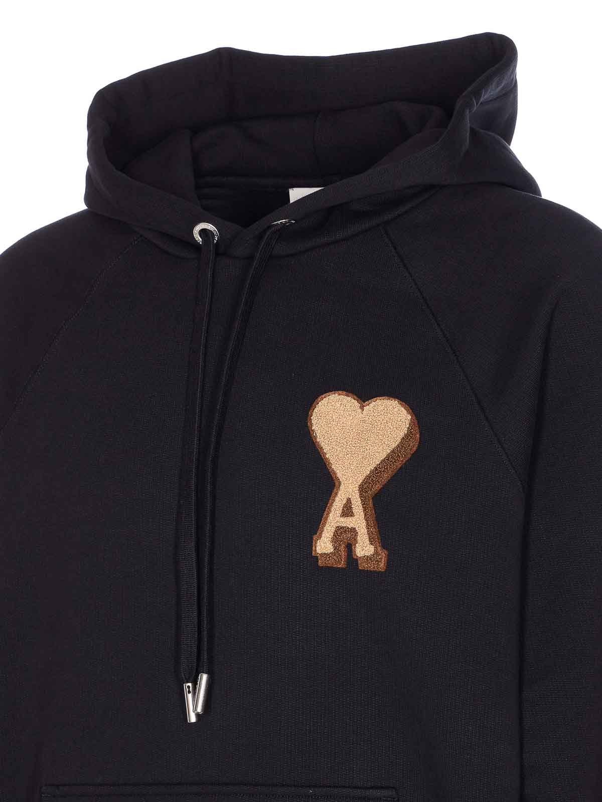 Ami Alexandre Mattiussi Ami Paris Black Ami De Coeur Hoodie Men In Black