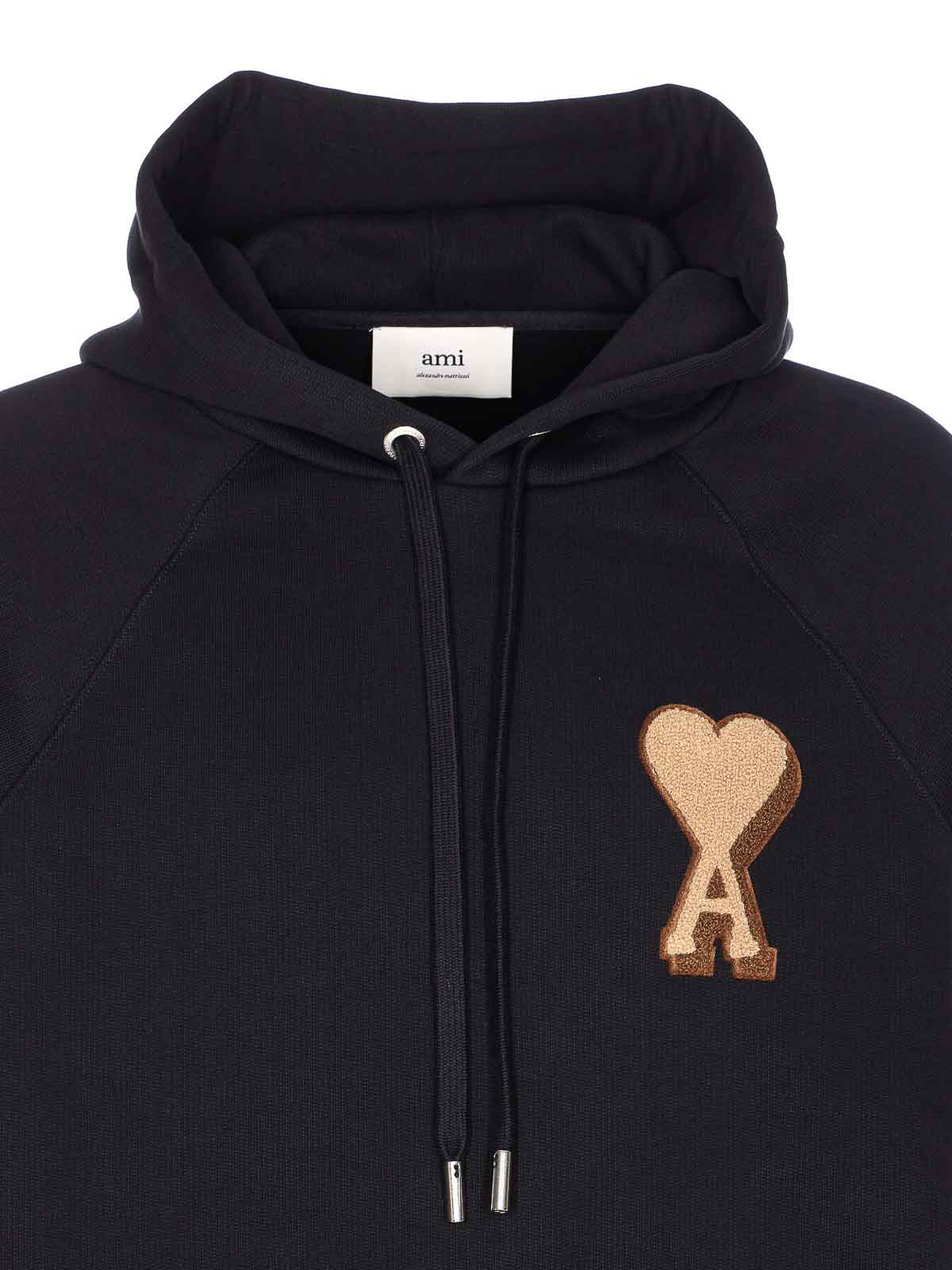 Ami Alexandre Mattiussi Ami Paris Black Ami De Coeur Hoodie Men In Black