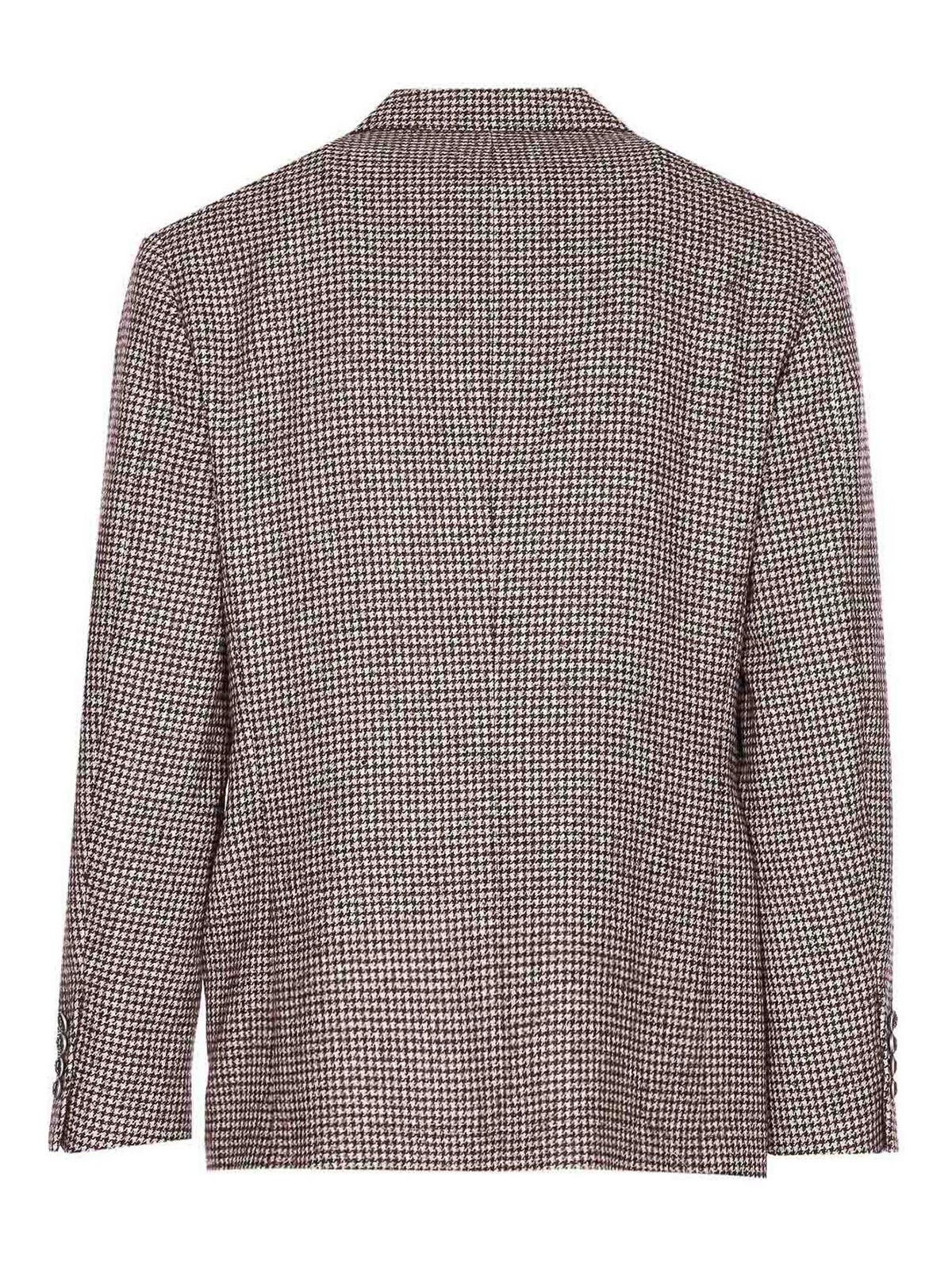 Brunello Cucinelli Houndstooth Wool Blend Single-breasted Blazer In Sand