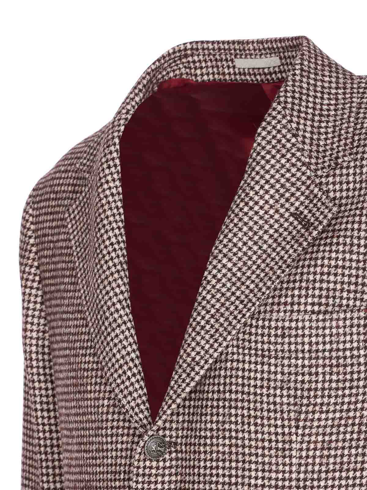 Brunello Cucinelli Houndstooth Wool Blend Single-breasted Blazer In Sand