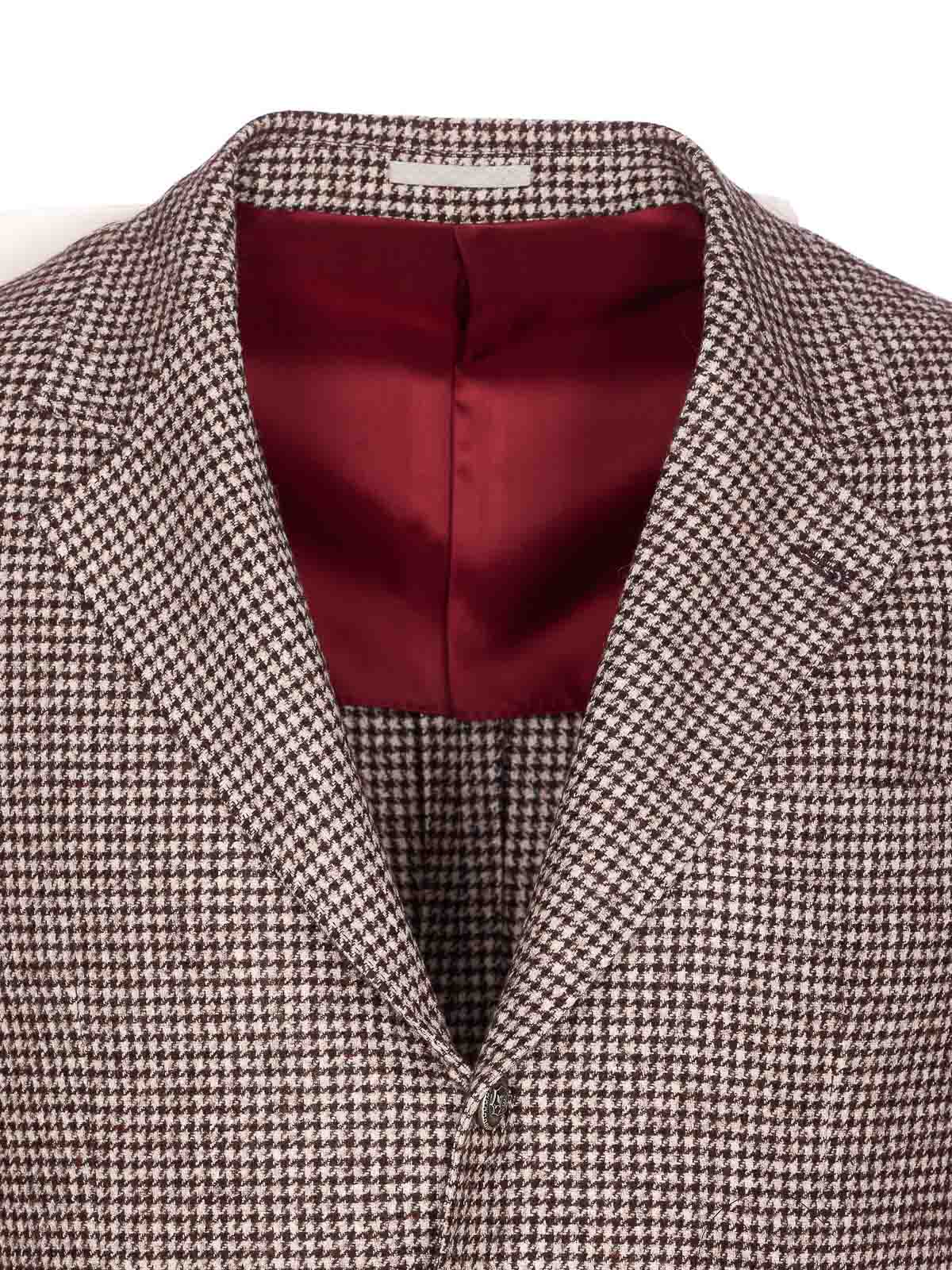 Brunello Cucinelli Houndstooth Wool Blend Single-breasted Blazer In Sand