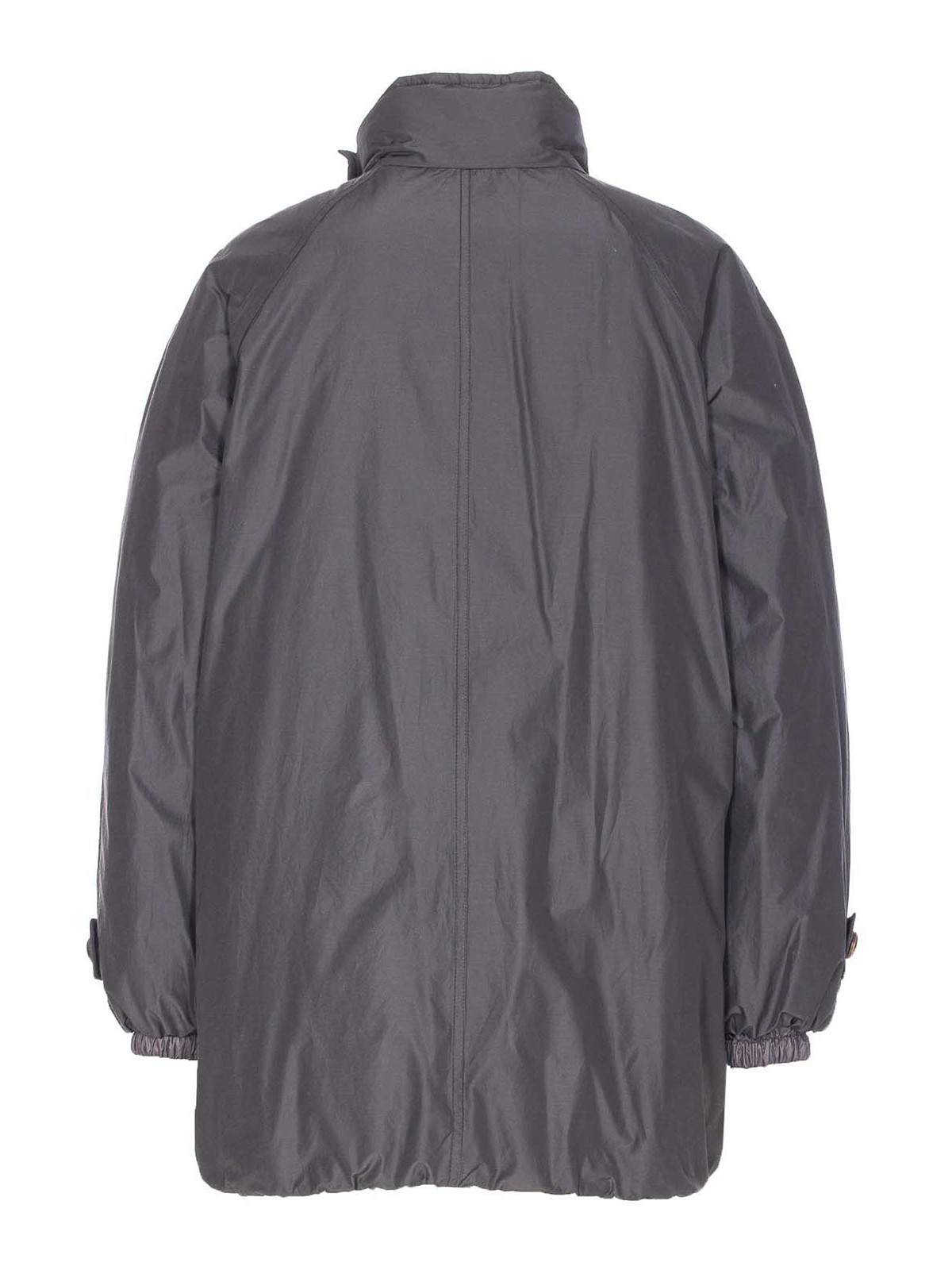 Brunello Cucinelli Double-breasted High Neck Down Jacket In Gray