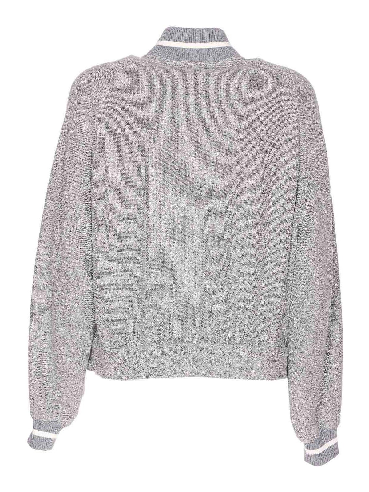 Brunello Cucinelli Logo Zipped Sweatshirt In Silver