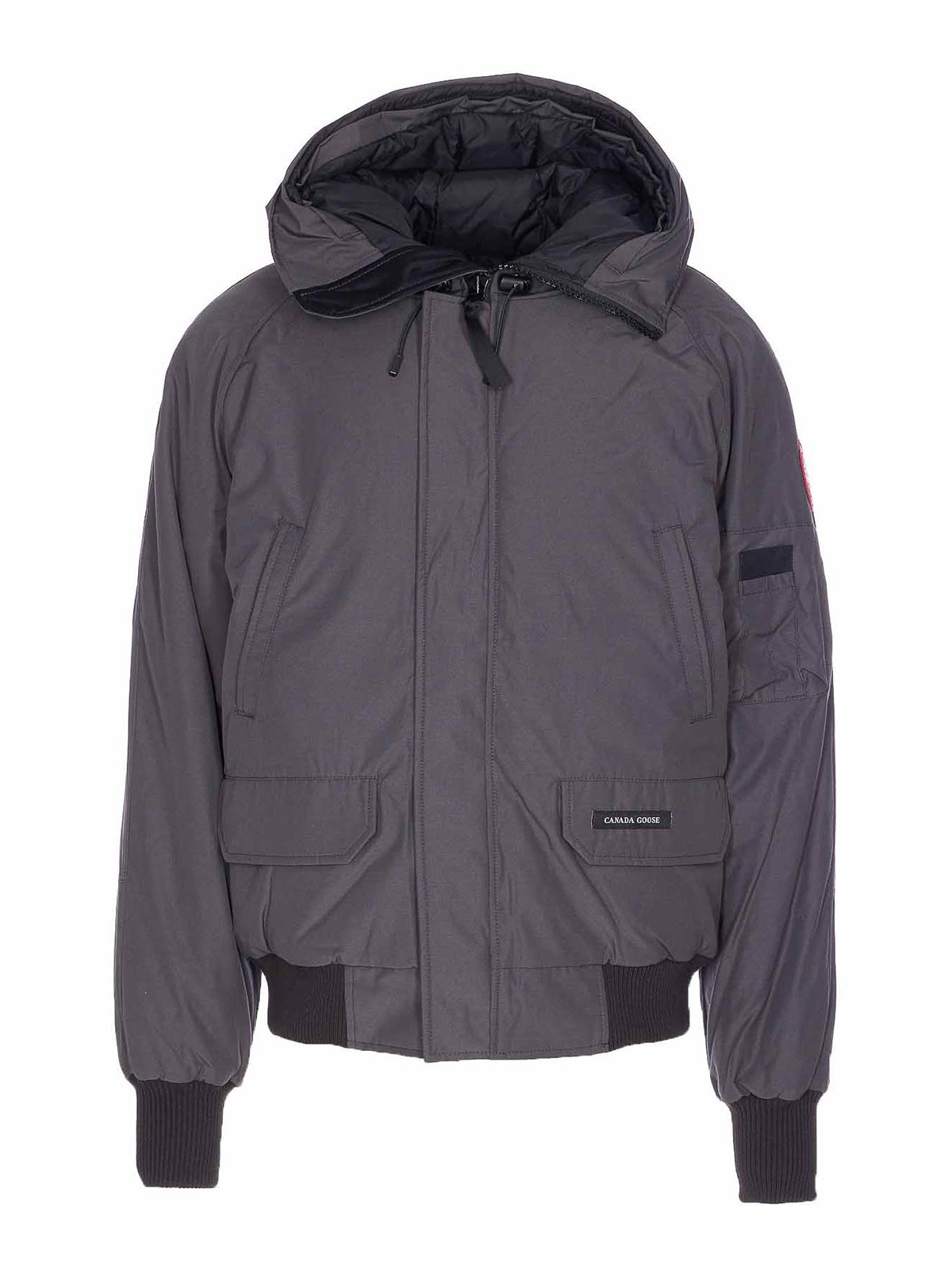 Canada Goose Hooded Bomber Jacket Long Sleeves In Gray