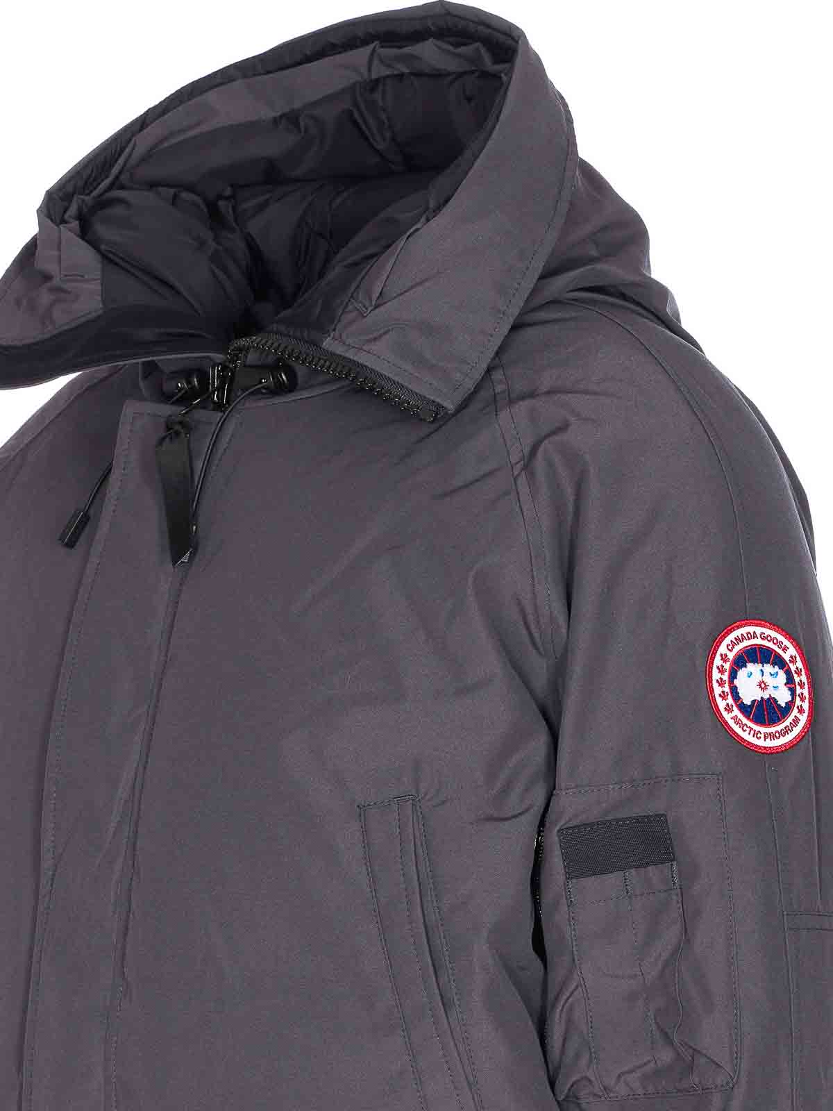 Canada Goose Hooded Bomber Jacket Long Sleeves In Gray
