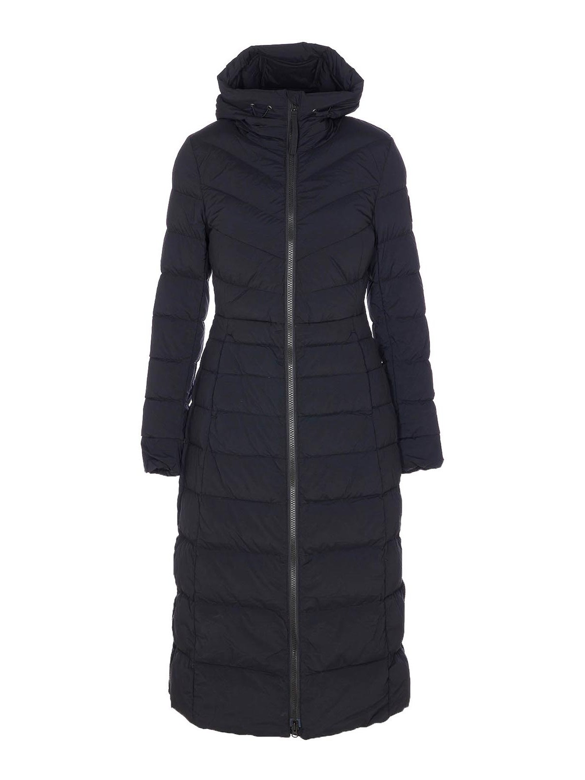 Canada Goose Black Clair Long Coat Frontal Zip Closure In Blue