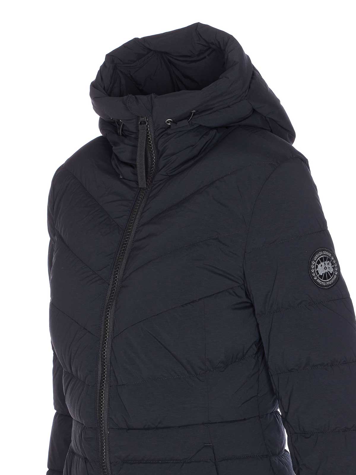 Canada Goose Black Clair Long Coat Frontal Zip Closure In Blue