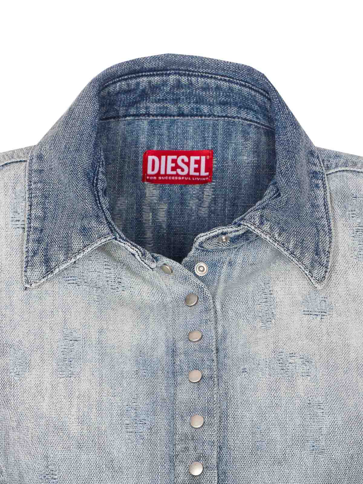 Diesel Denim De-maslu Denim Shirt Buttons Closure In Gray