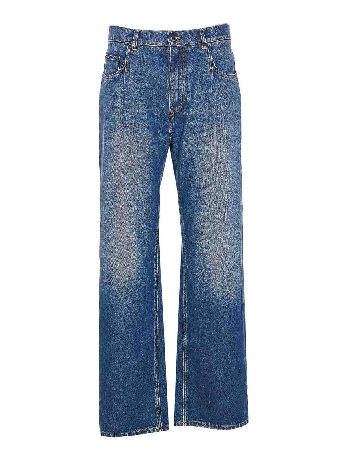 Dolce & Gabbana Plaque Logo Jeans In Blue