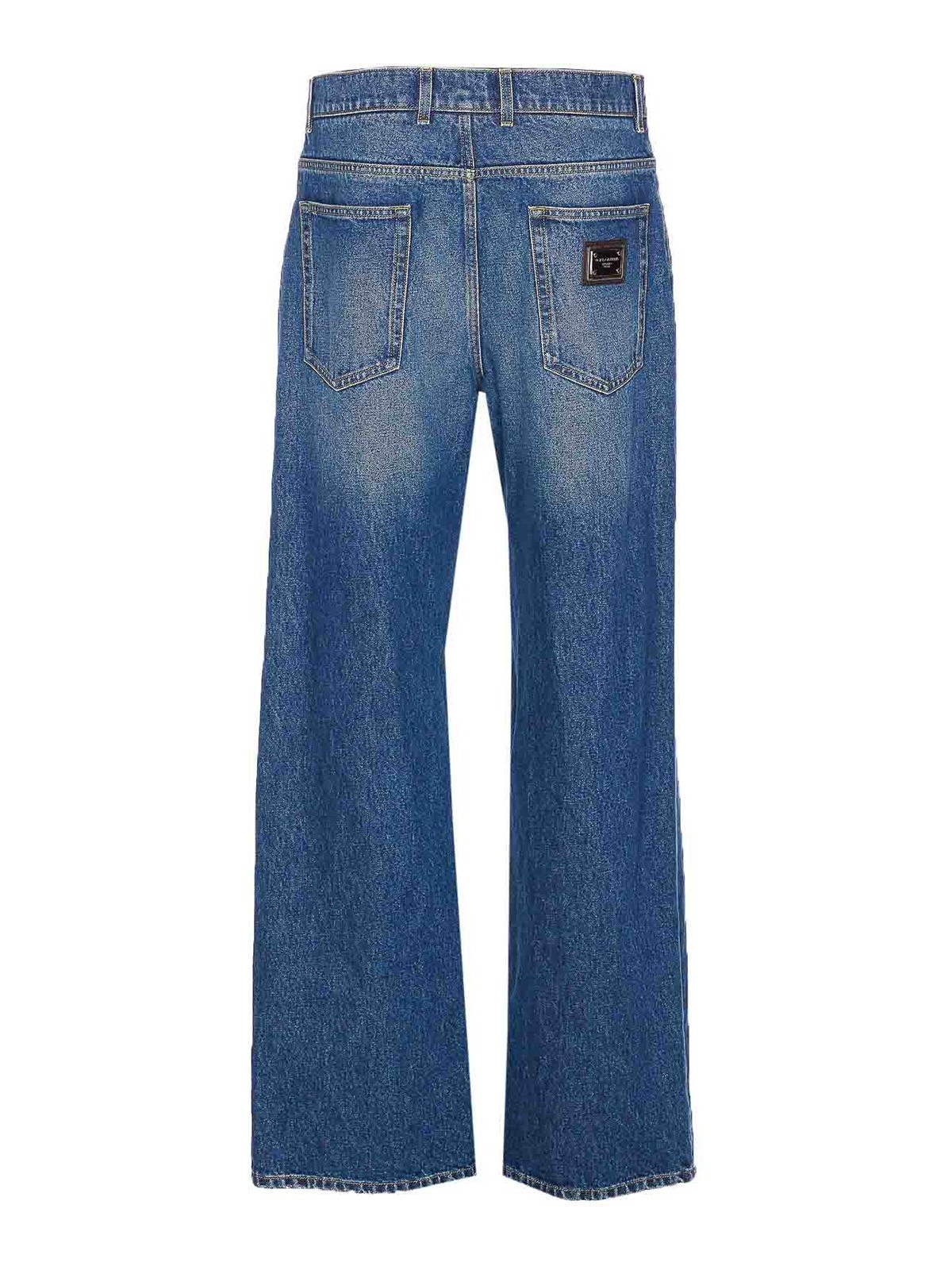 Dolce & Gabbana Plaque Logo Jeans In Blue