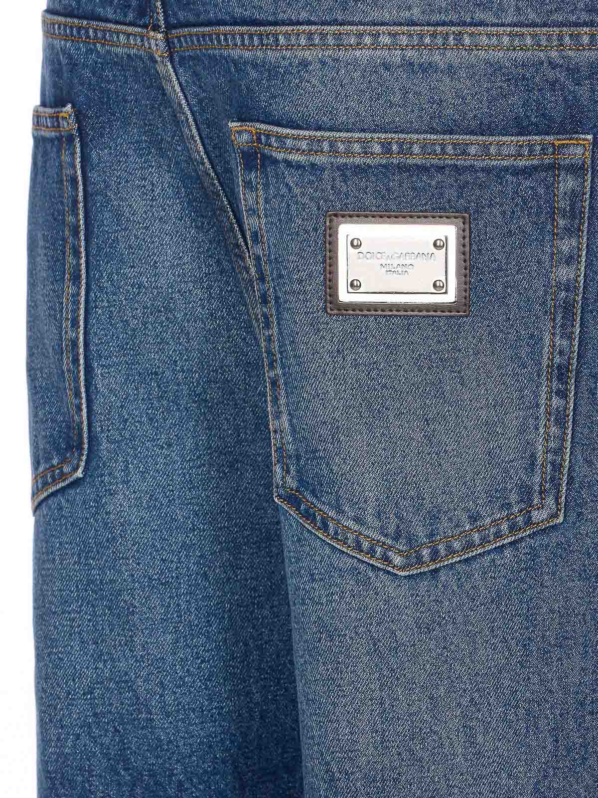 Dolce & Gabbana Plaque Logo Jeans In Blue