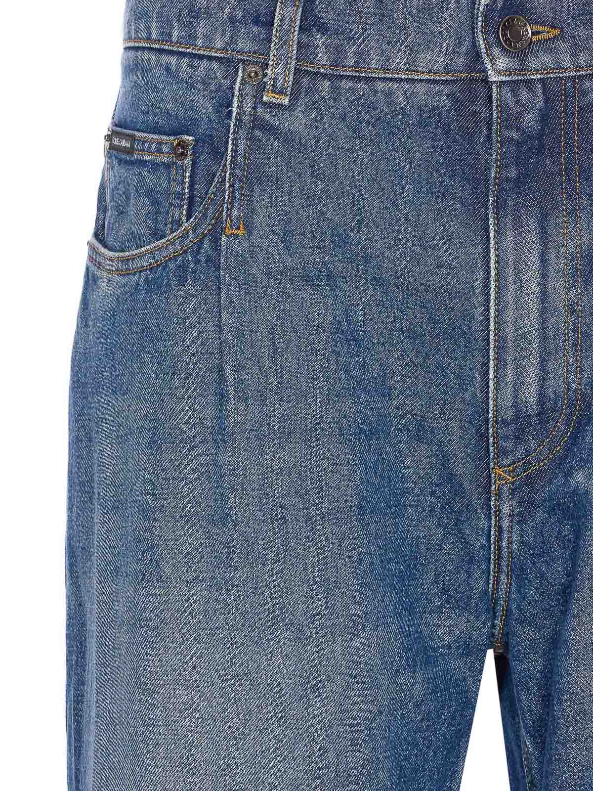 Dolce & Gabbana Plaque Logo Jeans In Blue