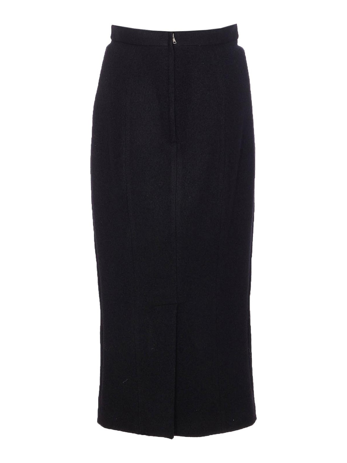 Dolce & Gabbana High-waisted Straight Midi Skirt In Black