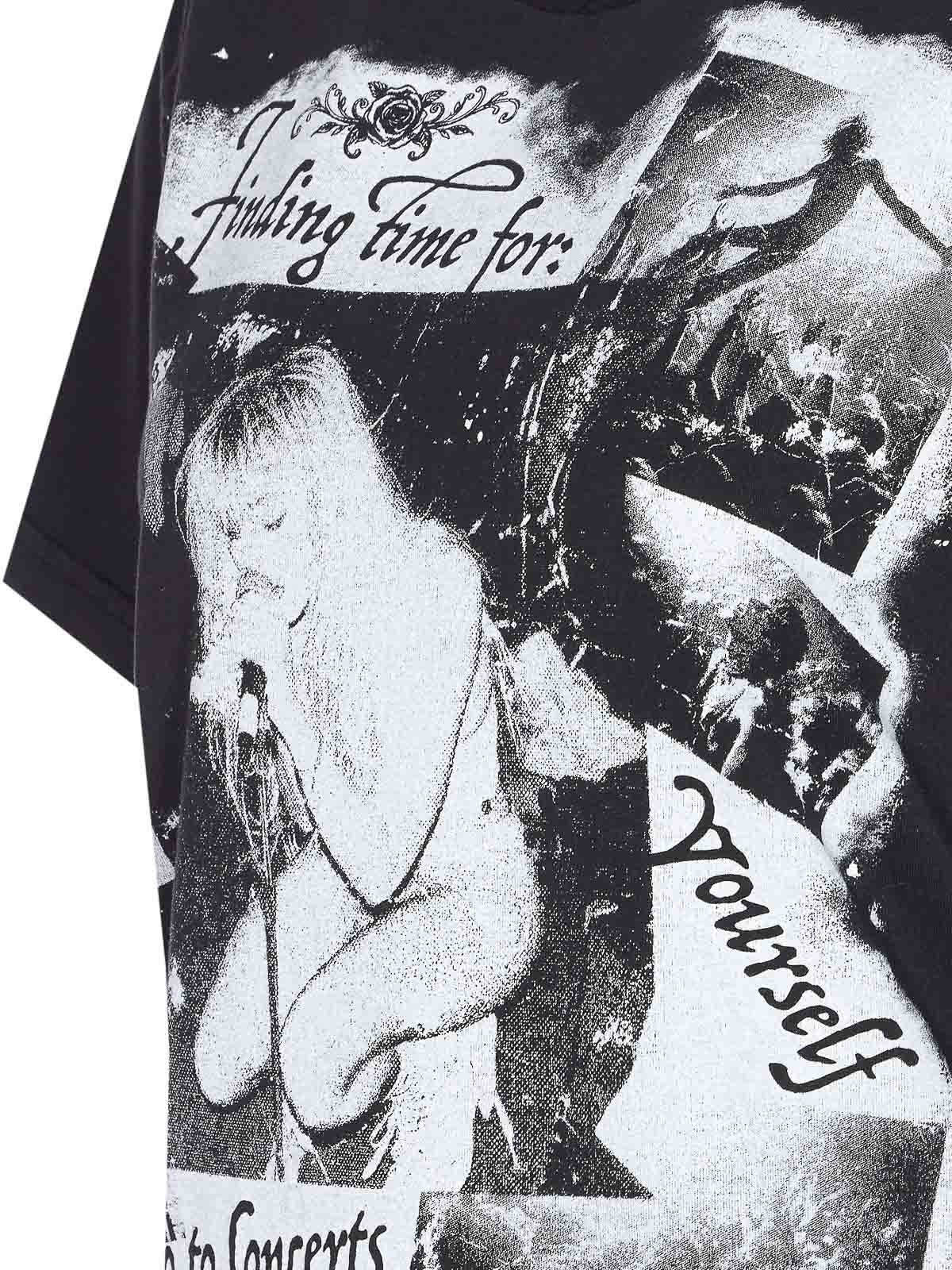 Dolce & Gabbana Graphic Print Cotton T-shirt With Ribbed Neck In Black