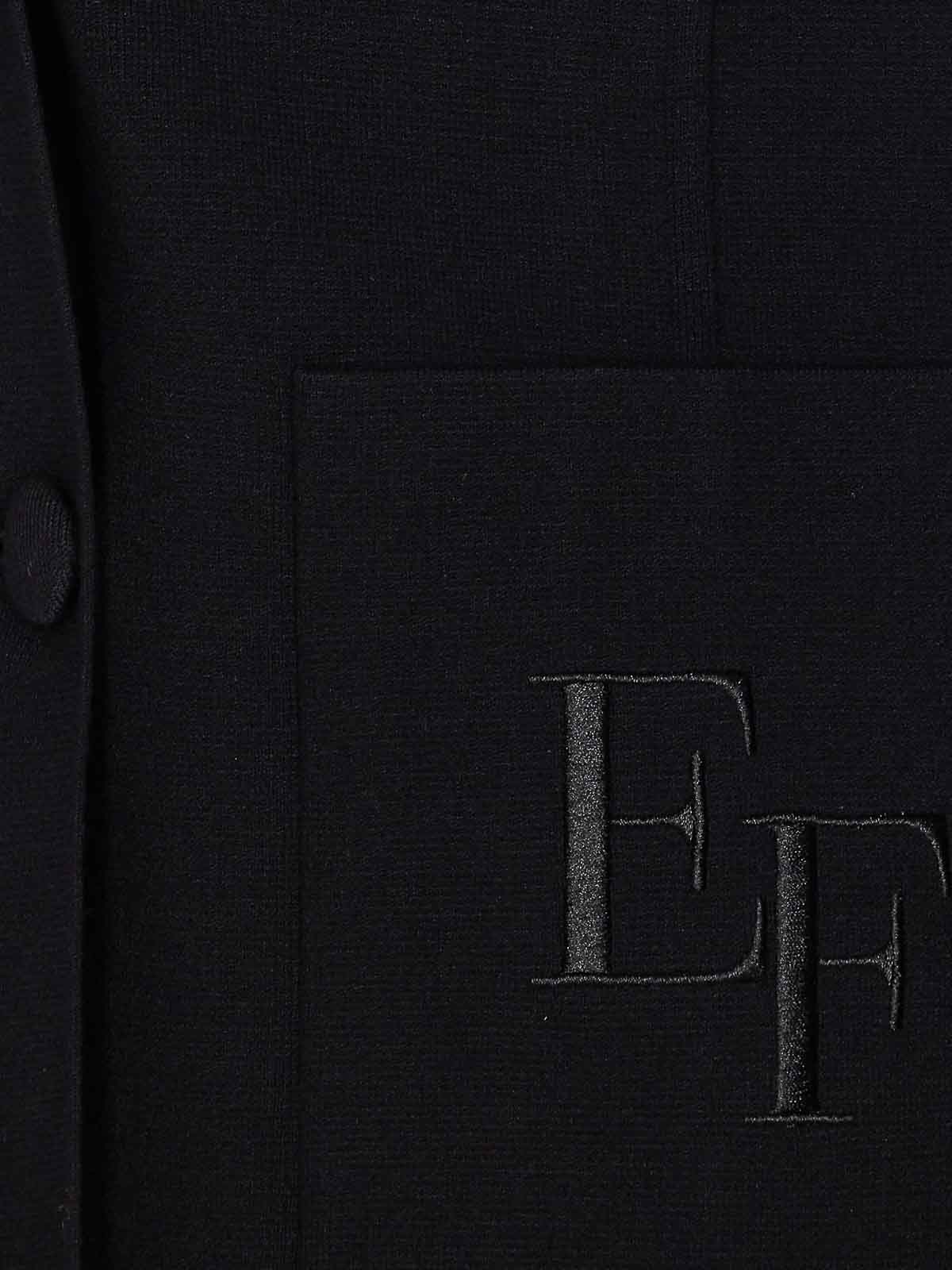 Elisabetta Franchi Double-breasted Knit Jacket With Embroidery Clothing In Black