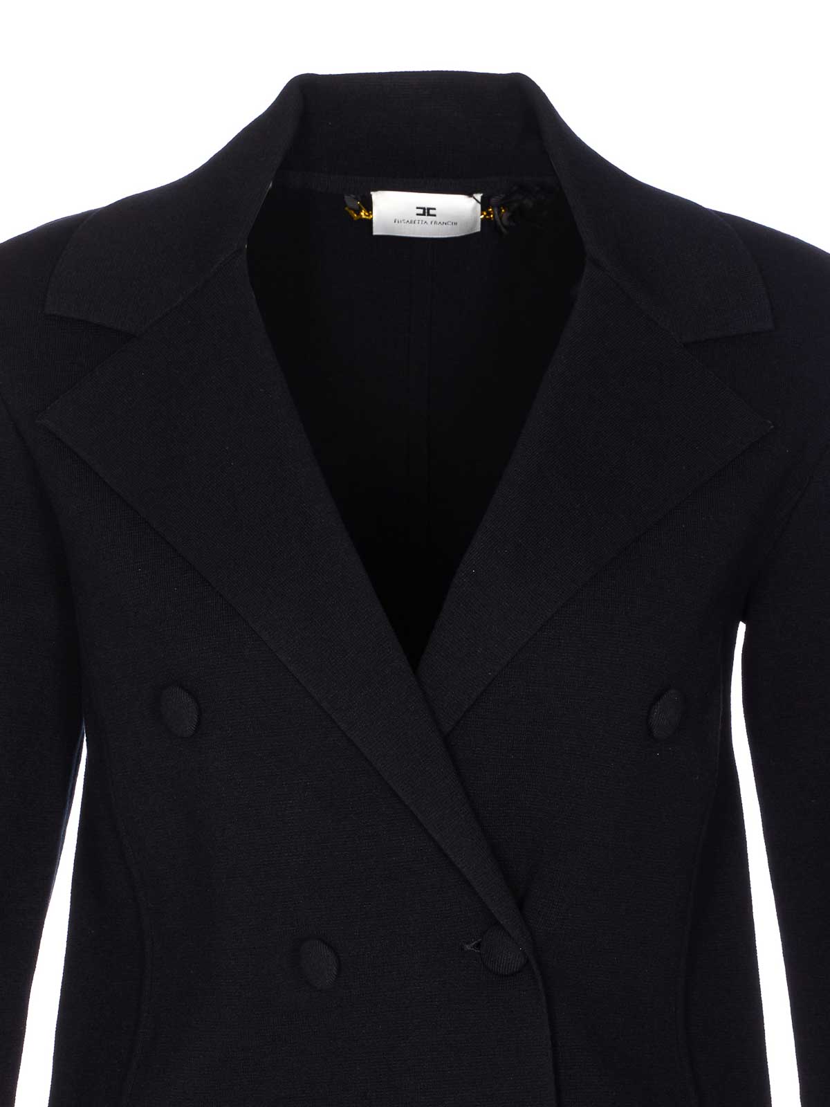 Elisabetta Franchi Double-breasted Knit Jacket With Embroidery Clothing In Black