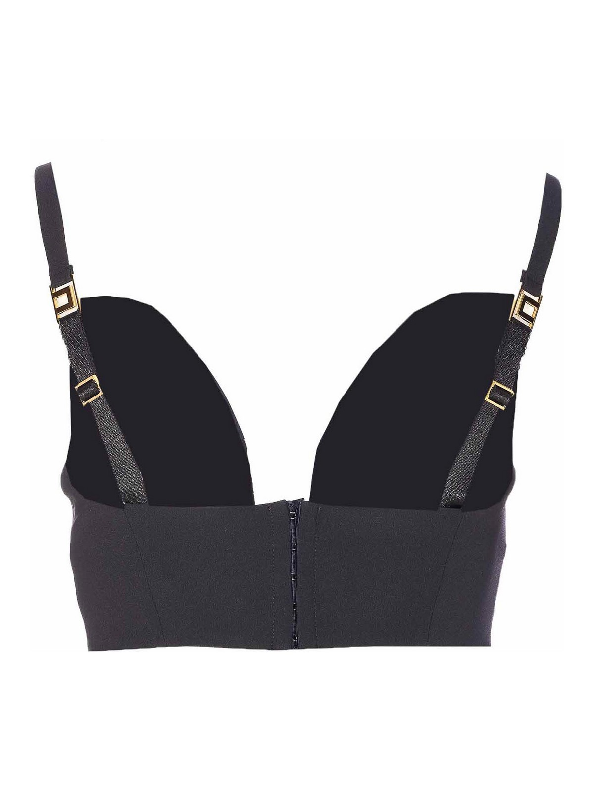 Elisabetta Franchi V-neckline Bra Model Gold Chain In Black