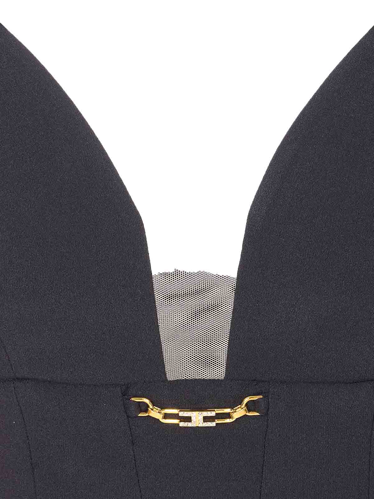 Elisabetta Franchi V-neckline Bra Model Gold Chain In Black