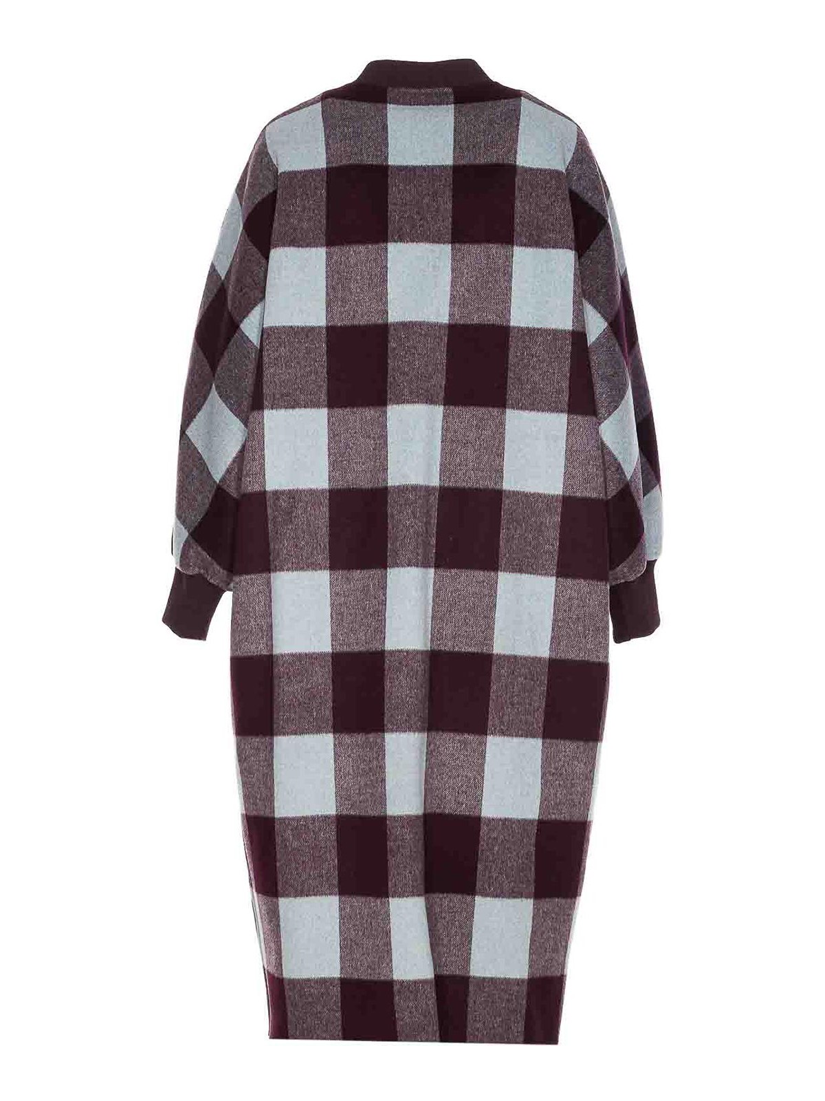 Essentiel Antwerp Multicolor Ifit Double Breasted Coat In Burgundy