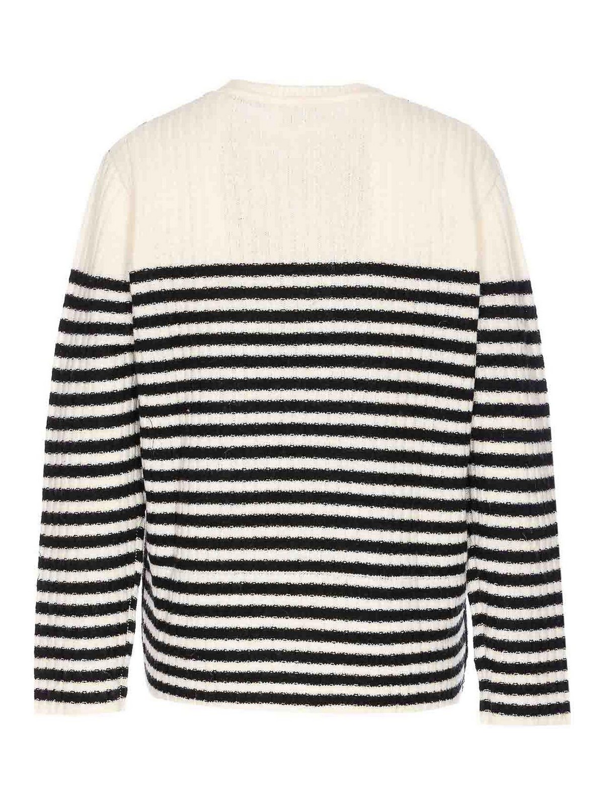 Essentiel Antwerp Lace-insert Striped Sweater In Black