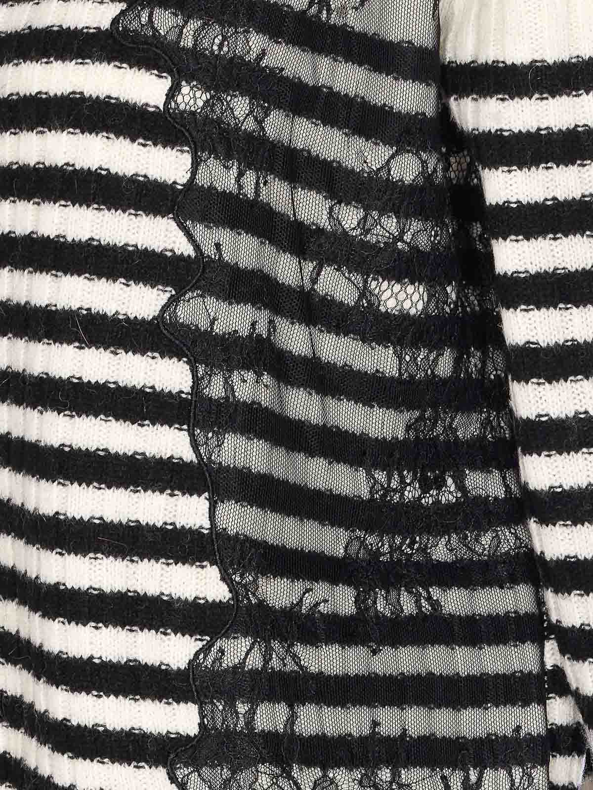 Essentiel Antwerp Lace-insert Striped Sweater In Black