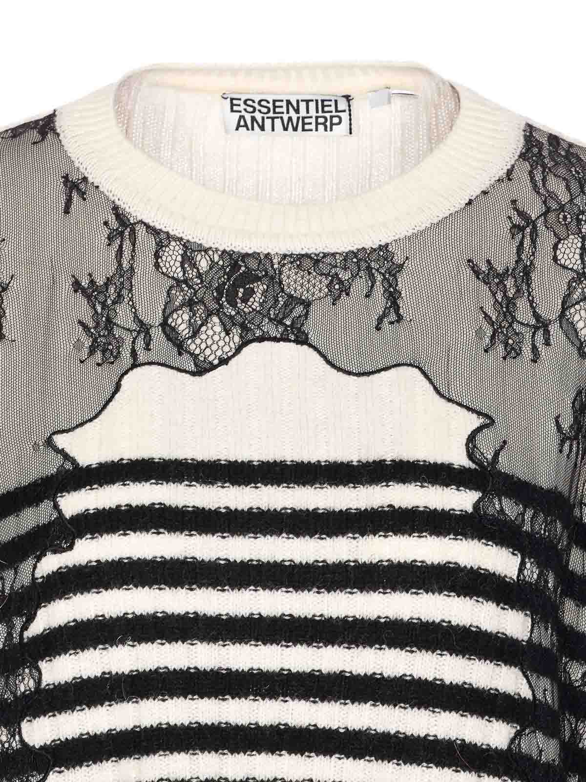 Essentiel Antwerp Lace-insert Striped Sweater In Black