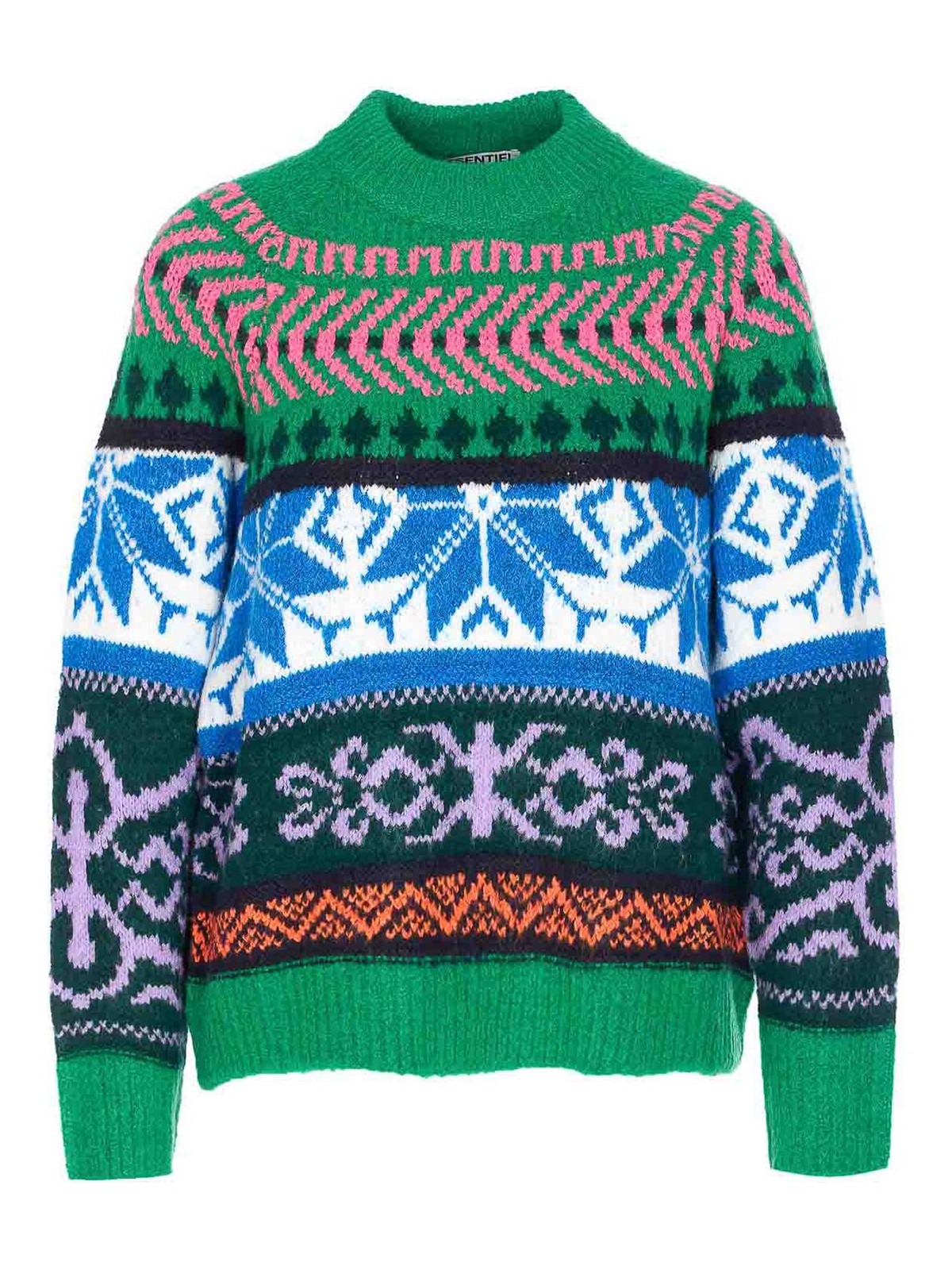 Essentiel Antwerp Irelando Green Crewneck Sweater In Multi