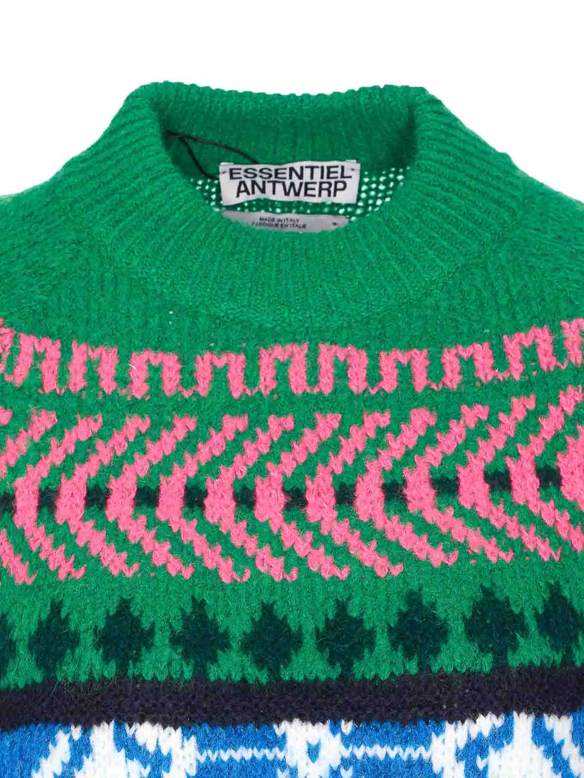 Essentiel Antwerp Irelando Green Crewneck Sweater In Multi