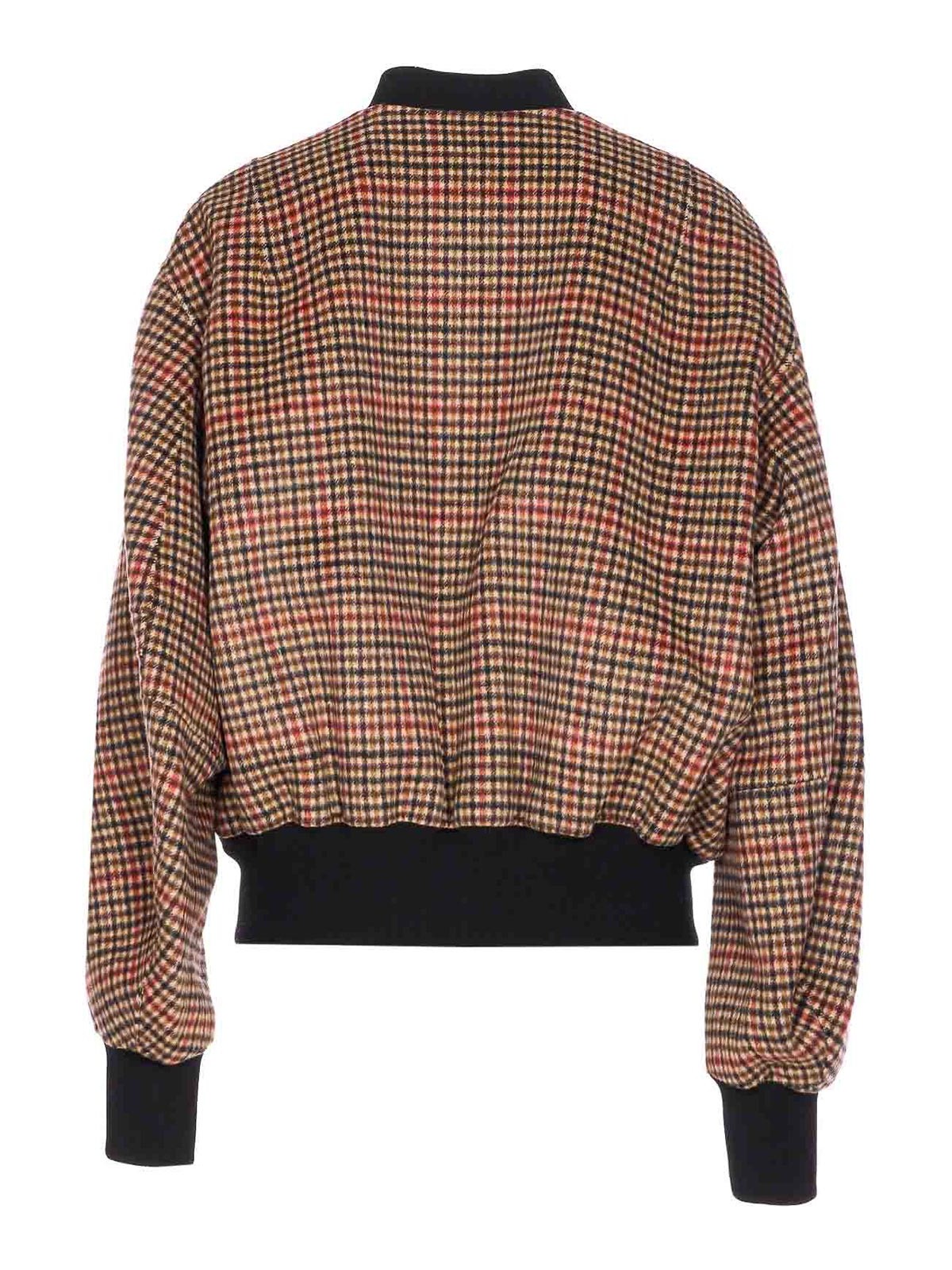 Essentiel Antwerp Multicolor Check Jacket Frontal Zip Closure In Brown