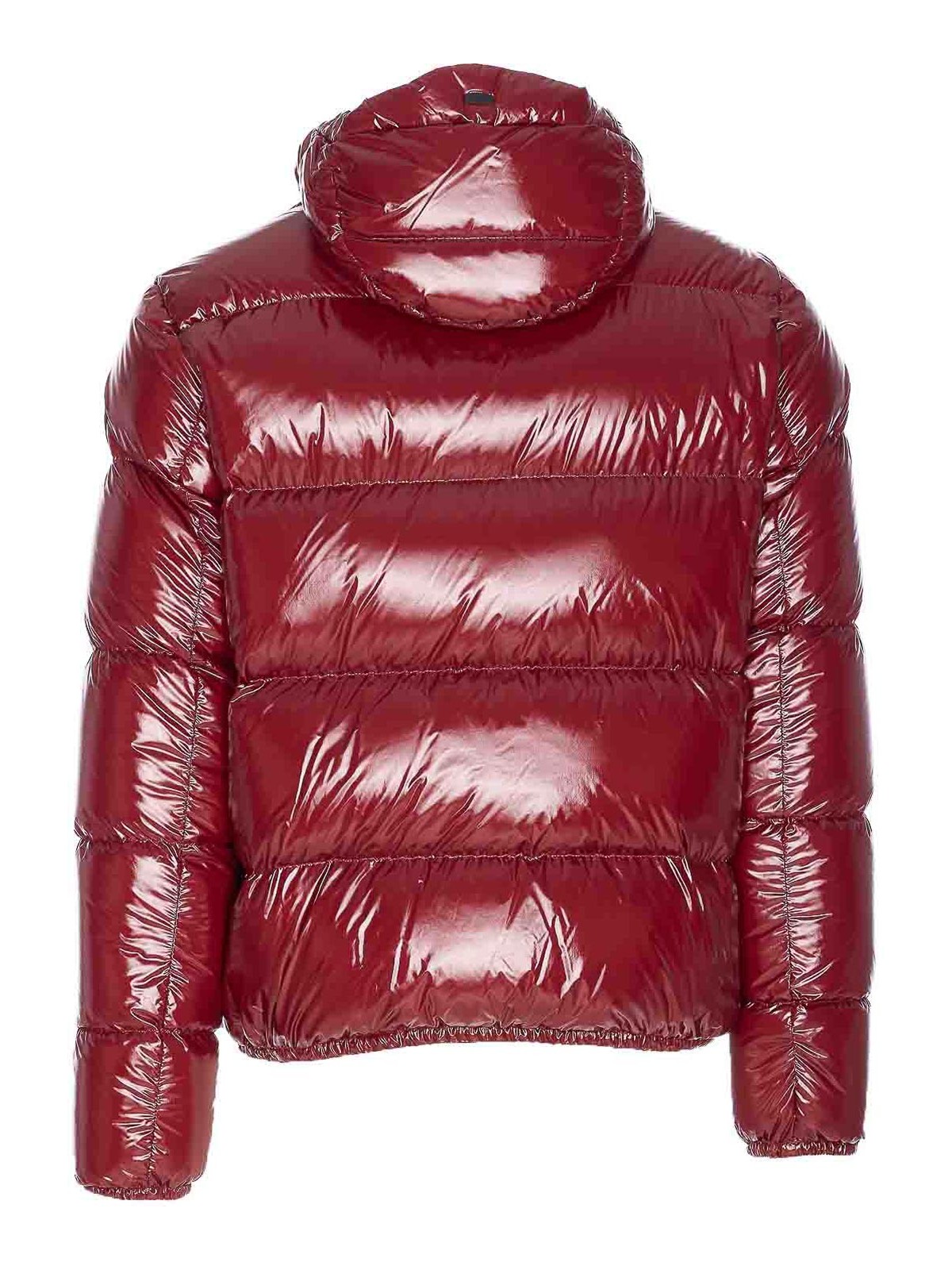 Herno Red Bomber Gloss Frontal Zip Closure In Red