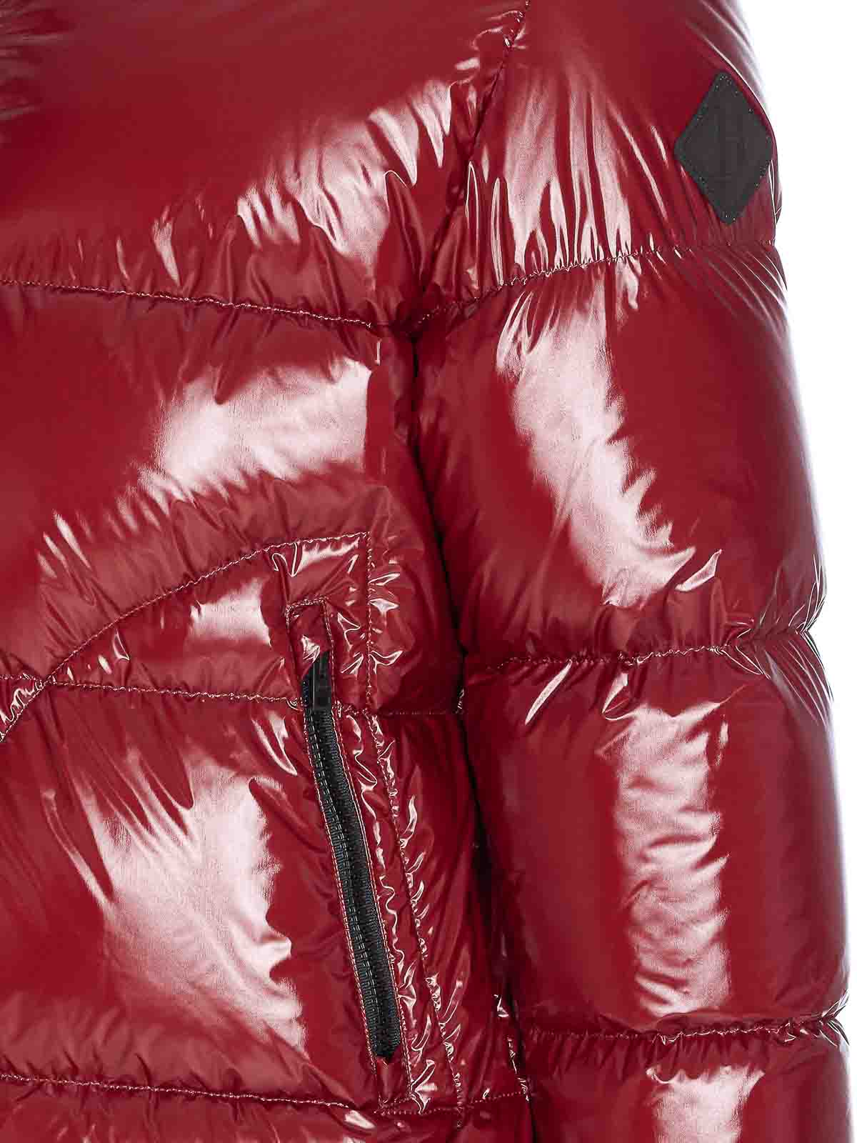 Herno Red Bomber Gloss Frontal Zip Closure In Red