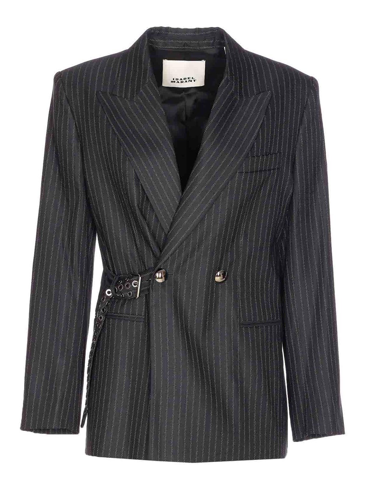 Isabel Marant Blue Nahia Striped Jacket In Gray