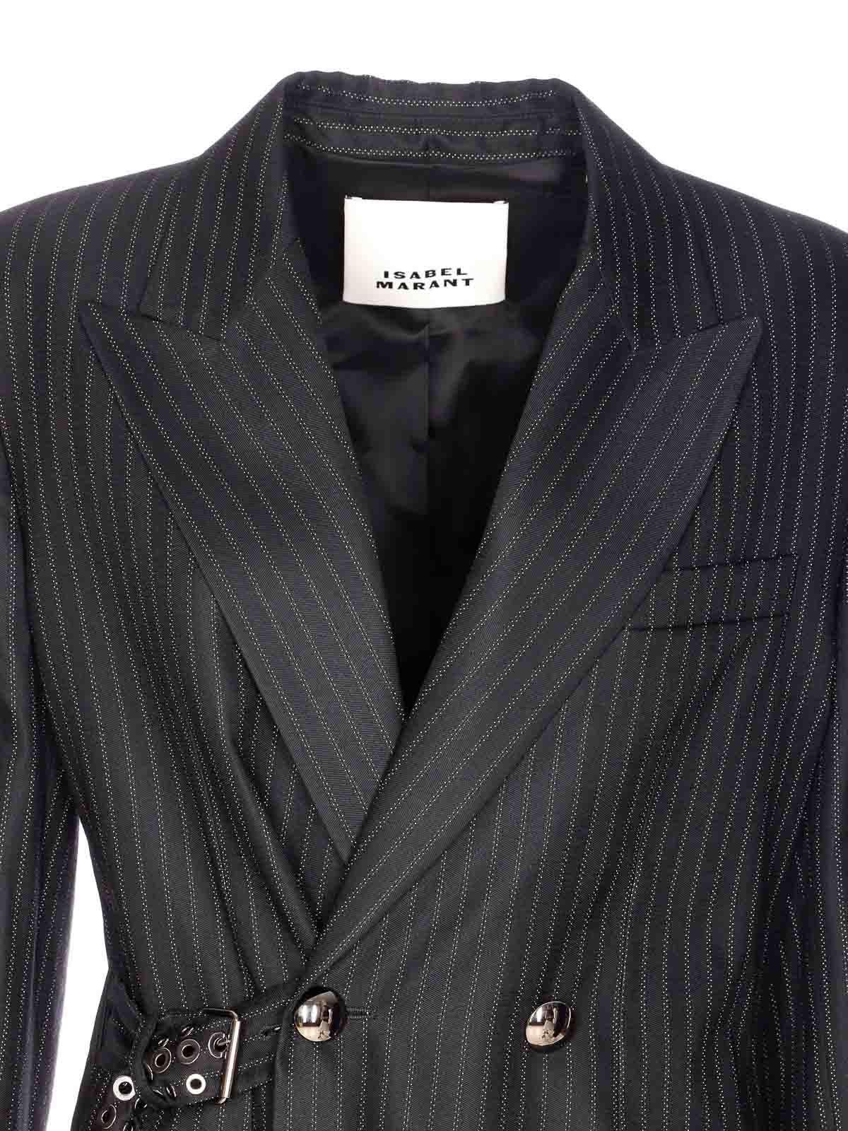 Isabel Marant Blue Nahia Striped Jacket In Gray