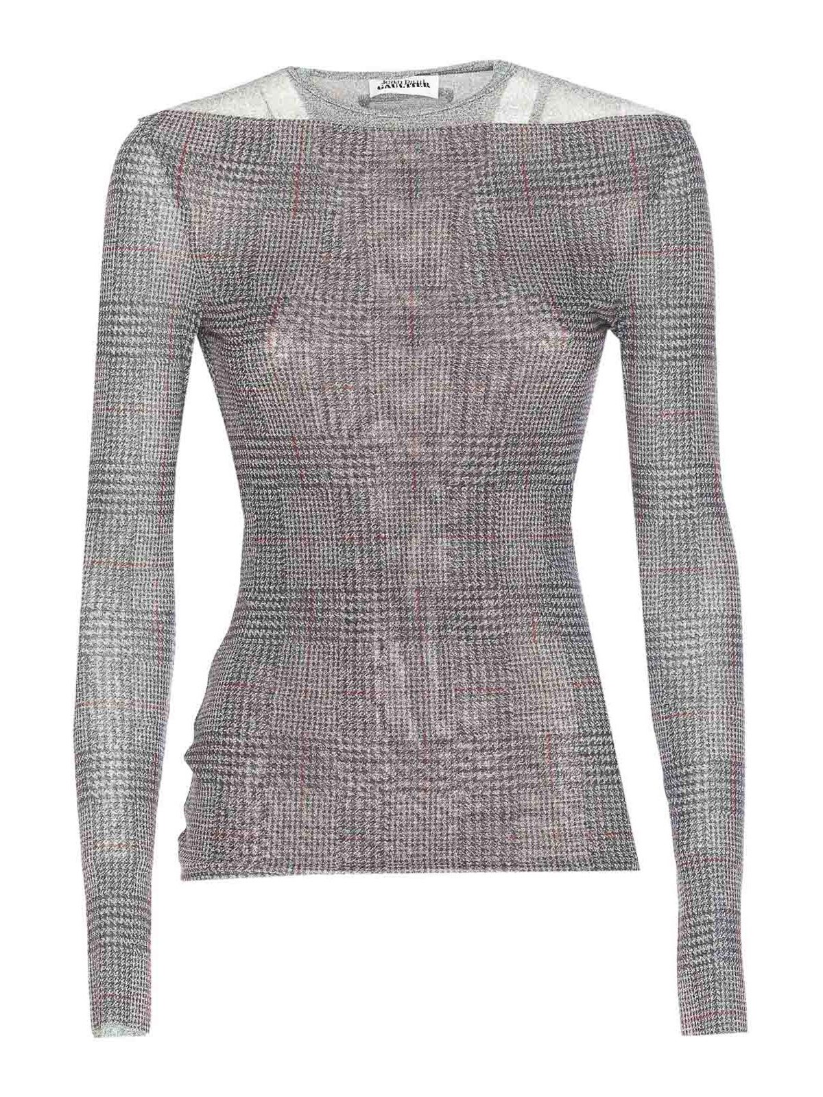 Jean Paul Gaultier Body Shadow Print Mesh Top In Gray