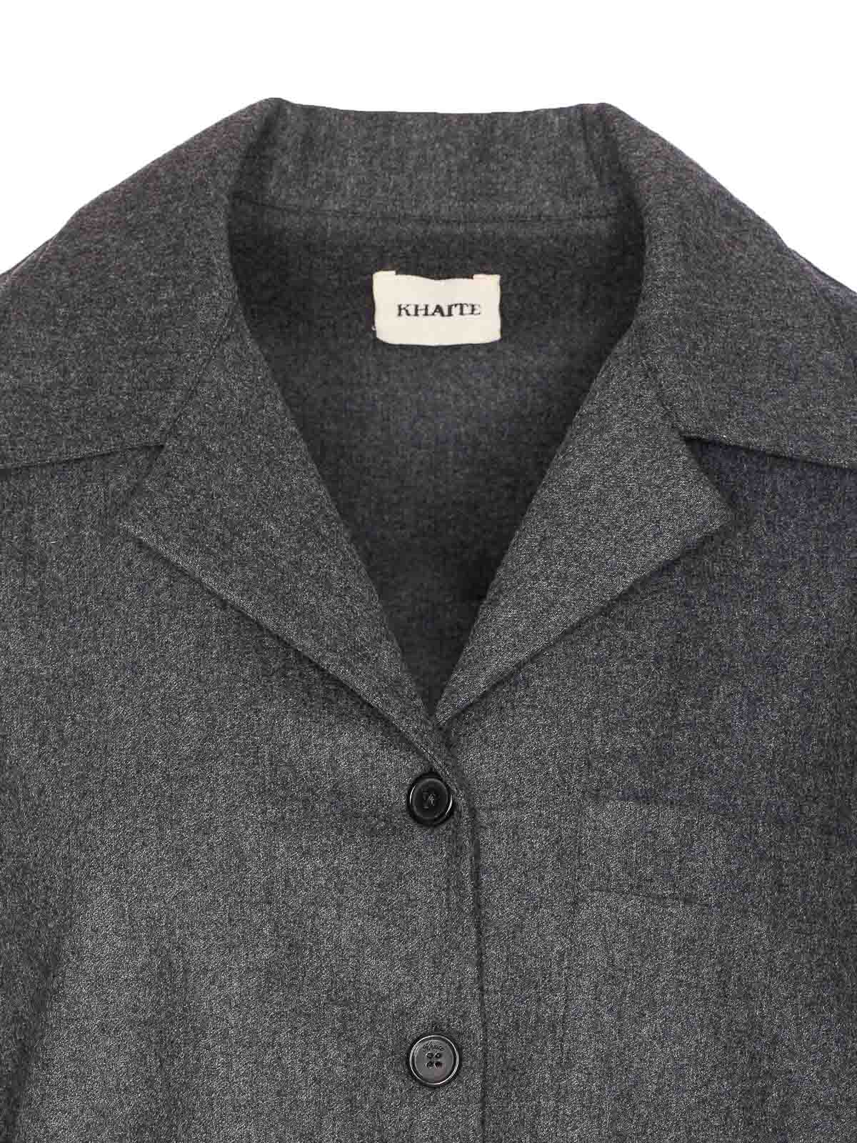 Khaite Womens Storm Riordan Camp-collar Stretch-wool And Cashmere Shirt In Gray