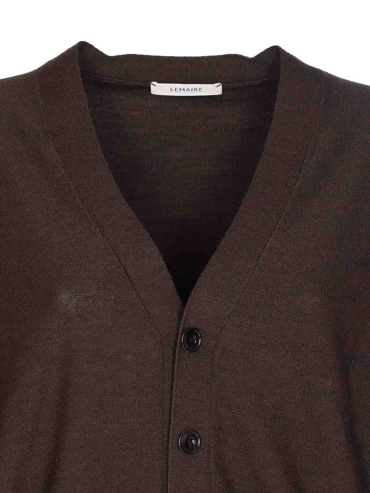 Lemaire Dark Cacao Cardigan Buttons Closure In Brown