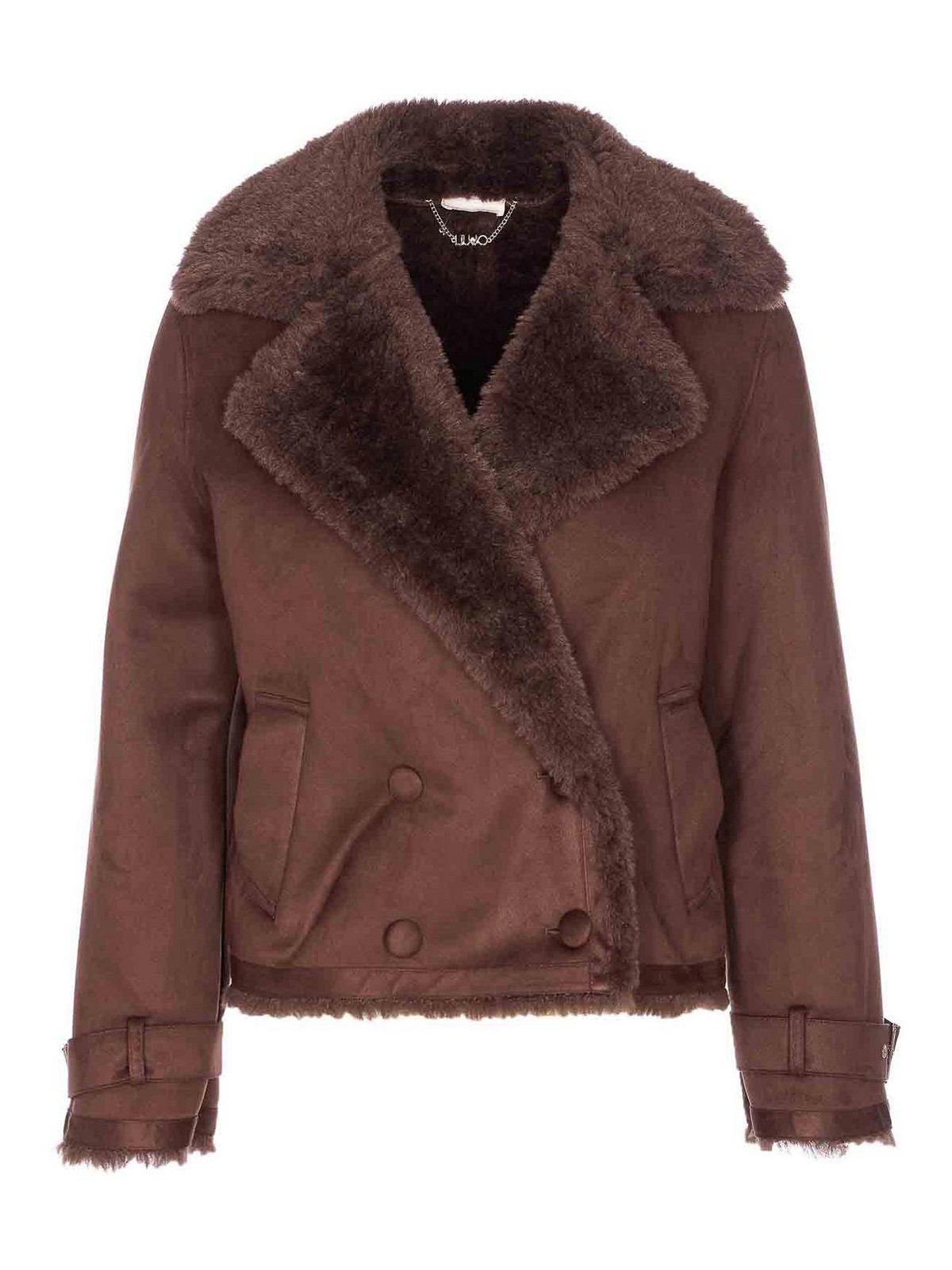 Liu •jo Brown Double Breasted Button Jacket In Brown
