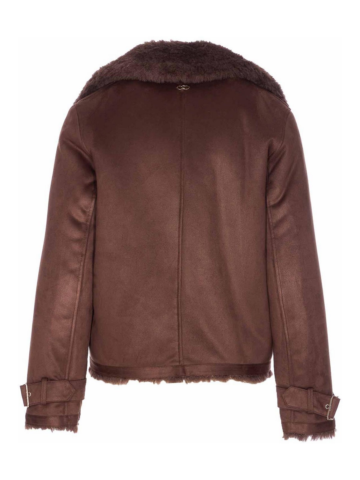 Liu •jo Brown Double Breasted Button Jacket In Brown